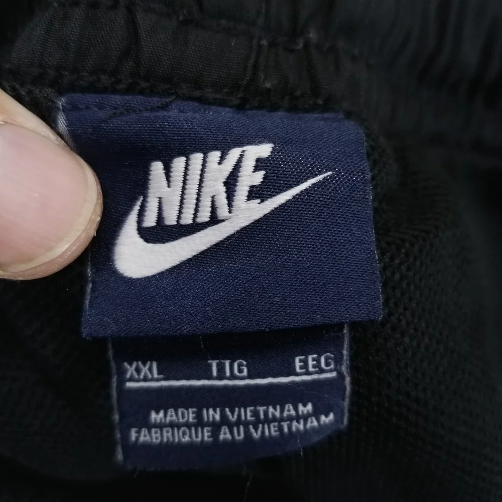 VTG Nike Pants Mens 2XL Black Drill Windbreaker Track Baggy Straight‎ Ankle Zip